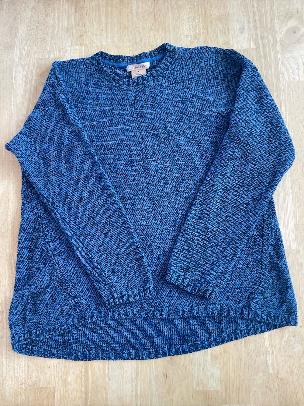 Philosophy Royal Blue Cozy Blue Marled Crewneck Sweater Size M
